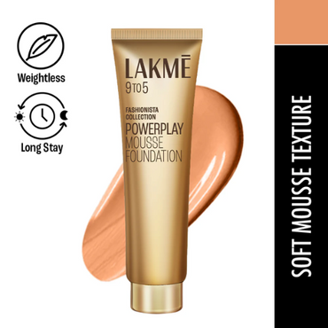 Lakmē 9to5 Powerplay Mousse Foundation - Professional Mousse Foundation for All-Day Wear