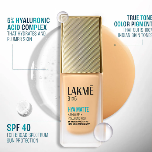 Lakmē 9to5 Hya Matte Foundation + Hyaluronic Acid