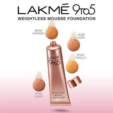 Lakmē 9 to 5 Weightless Mousse Foundation 6gm - Lightweight Mousse Foundation for All-Day Wear