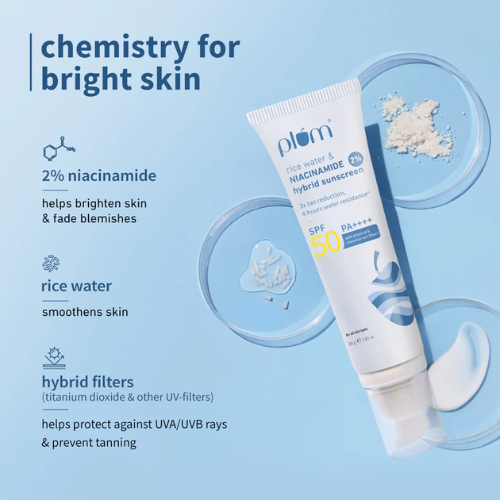 Plum 2% Niacinamide & Rice Water SPF 50 PA++++ Brightening Sunscreen