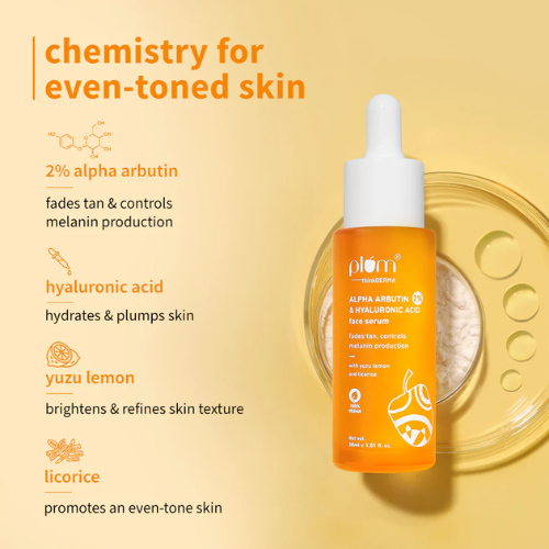 Plum 2% Alpha Arbutin & Hyaluronic Acid Tan Fading Face Serum 30ml