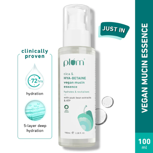 Plum Cica & Hya-Betaine Vegan Mucin Face Essence with Azuki Bean 100ml