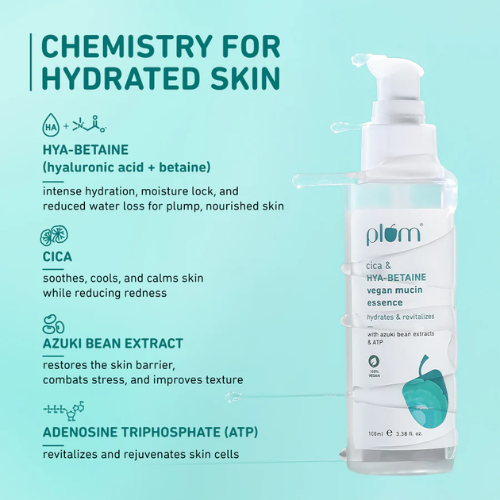 Plum Cica & Hya-Betaine Vegan Mucin Face Essence with Azuki Bean 100ml