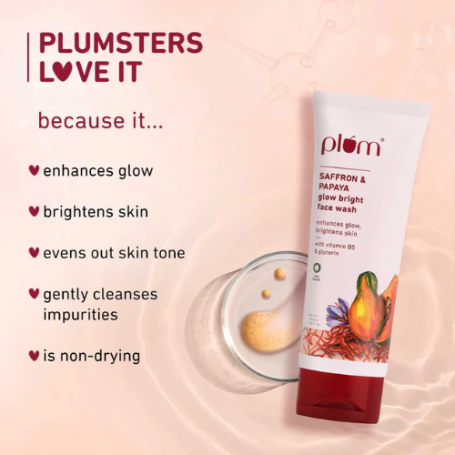 Plum Saffron & Papaya Glow Bright Face Wash 100g x2 Pack