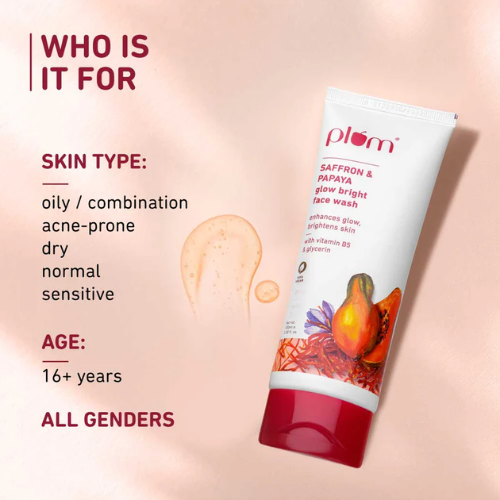 Plum Saffron & Papaya Glow Bright Face Wash 100g x2 Pack