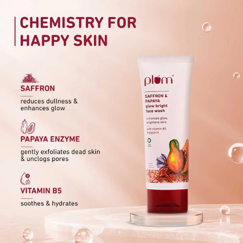 Plum Saffron & Papaya Glow Bright Face Wash 100g x2 Pack