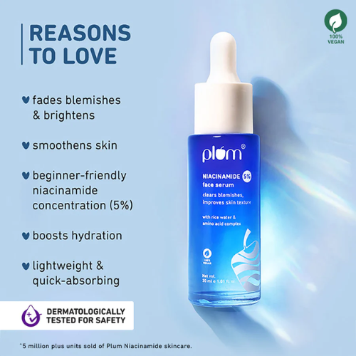 Plum 5% Niacinamide & Rice Water Brightening Face Serum 30ml