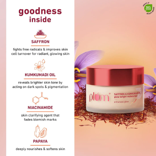 Plum Saffron & Kumkumadi Oil Glow Bright Moisturizer SPF 35 - 50g x2