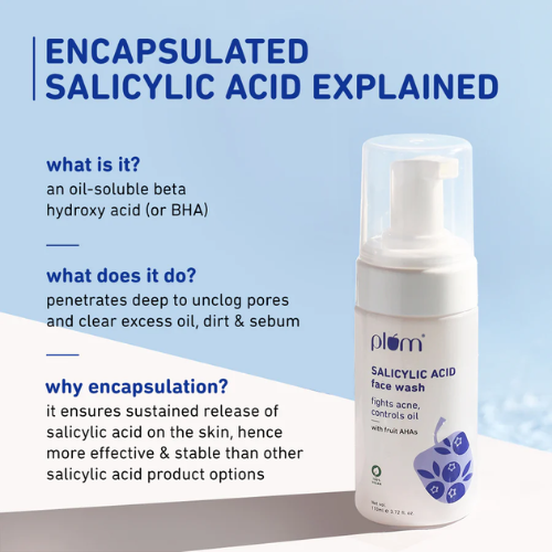 Plum 1% Salicylic Acid Foaming Face Wash for Acne - 110ml x2 Pack
