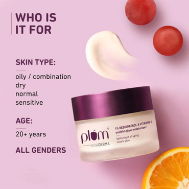 Plum 1% Resveratrol & Vitamin C Youthful Glow Moisturizer 50g