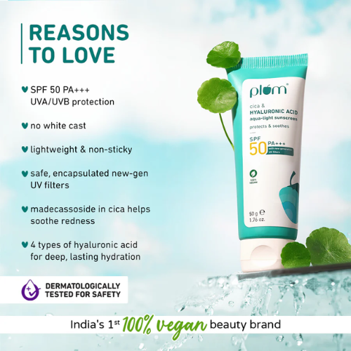 Plum Cica & Hyaluronic Acid SPF 50 Sunscreen 50g
