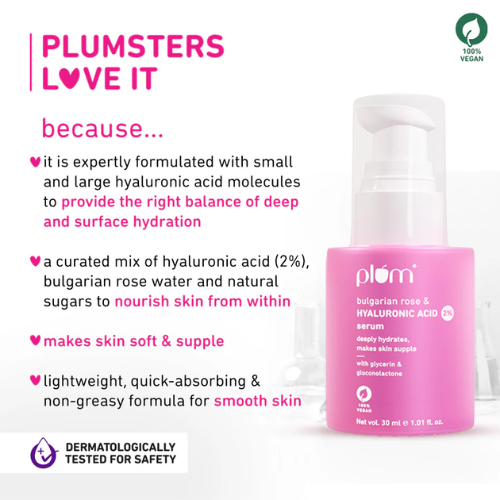 Plum 2% Hyaluronic Acid Serum for Face with Bulgarian Rose 30ml