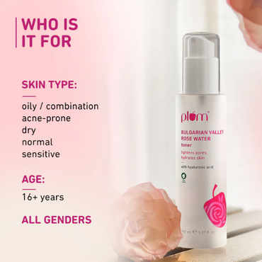 Plum Bulgarian Valley Rose Water Toner for tighter pores 100ml