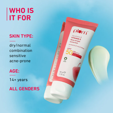 Plum Squalane & Vitamin E SPF 50 PA+++ Dewy-Bright Sunscreen 50g