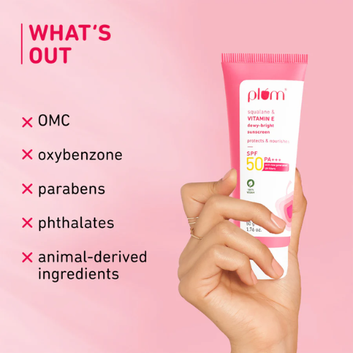 Plum Squalane & Vitamin E SPF 50 PA+++ Dewy-Bright Sunscreen 50g