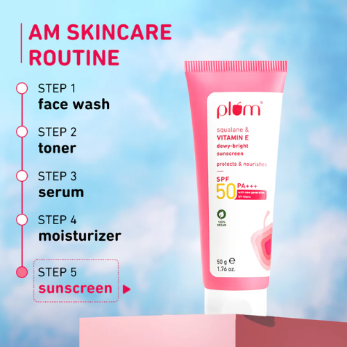 Plum Squalane & Vitamin E SPF 50 PA+++ Dewy-Bright Sunscreen 50g