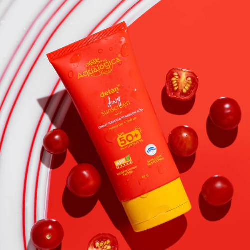 Aqualogica Detan+ Dewy Sunscreen SPF 50+ PA++++ | Anti-Pollution & Blue Light Protection – 80g