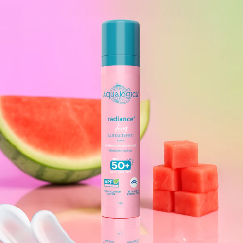 Aqualogica Radiance+ Dewy Sunscreen SPF 50+ PA++++ | Watermelon & Niacinamide – 50g