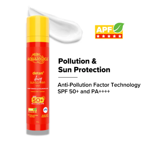 Aqualogica Detan+ Dewy Sunscreen SPF 50+ PA++++ | Cherry Tomato & HA – 50g