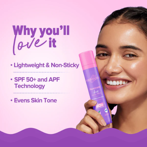 Aqualogica Illuminate+ Dewy Sunscreen SPF 50+ PA++++ | Wild Berries & Alpha Arbutin – 50g