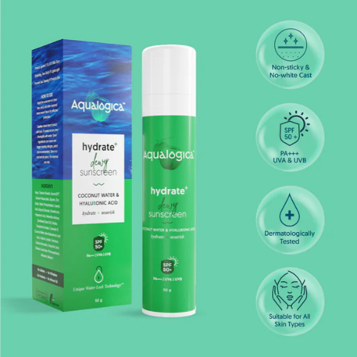 Aqualogica Hydrate+ Dewy Sunscreen SPF 50+ PA++++ – 50g