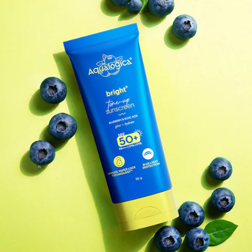 Aqualogica Bright+ Tone Up Sunscreen SPF 50+ PA++++ – 50g | Brightening & Hydrating Sun Protection