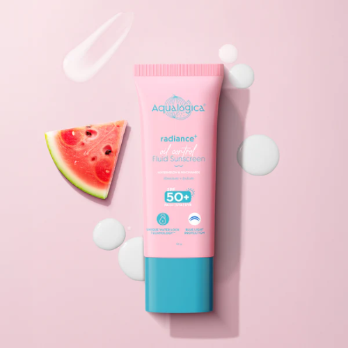 Aqualogica Radiance+ Oil Control Fluid Sunscreen SPF 50+ PA++++ – 50g | Matte & Brightening