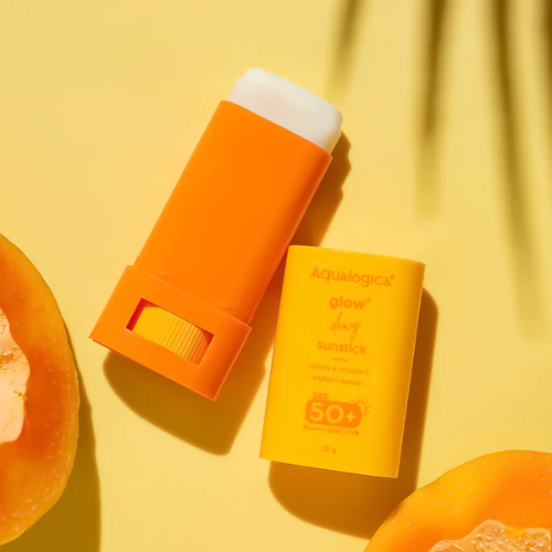 Aqualogica Glow+ Dewy Sunstick SPF 50+ PA++++ – 20g | Easy Reapplication & No White Cast