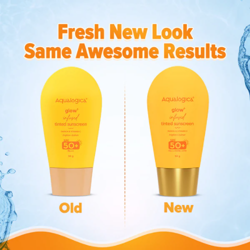 Aqualogica Glow+ Infused Tinted Sunscreen SPF 50+ PA++++ – 50g | Papaya & Vitamin C | Brightening & Lightweight