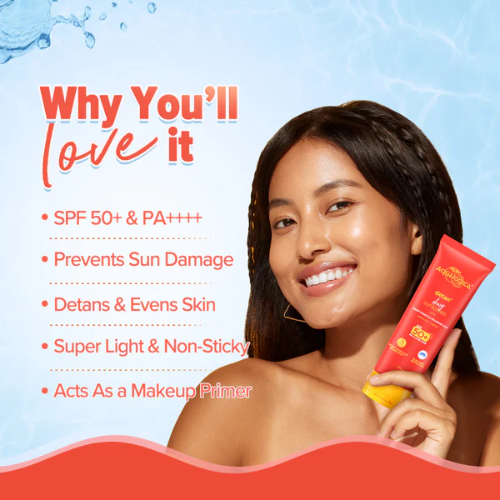 Aqualogica Detan+ Dewy Sunscreen SPF 50+ PA++++ – 125g | Hydrating & Anti-Tan
