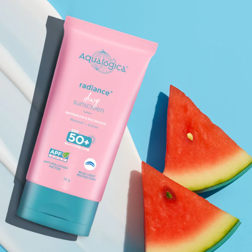 Aqualogica Radiance+ Dewy Sunscreen SPF 50+ PA++++ – 30g | Watermelon & Niacinamide