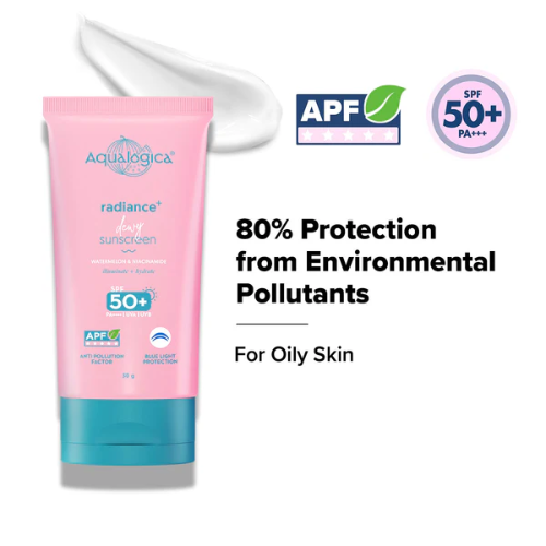 Aqualogica Radiance+ Dewy Sunscreen SPF 50+ PA++++ – 30g | Watermelon & Niacinamide