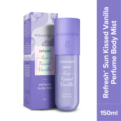 Aqualogica Refresh+ Sun Kissed Vanilla Body Mist – 150ml | Zemea & Hyaluronic Acid | Hydrating & Fragrant