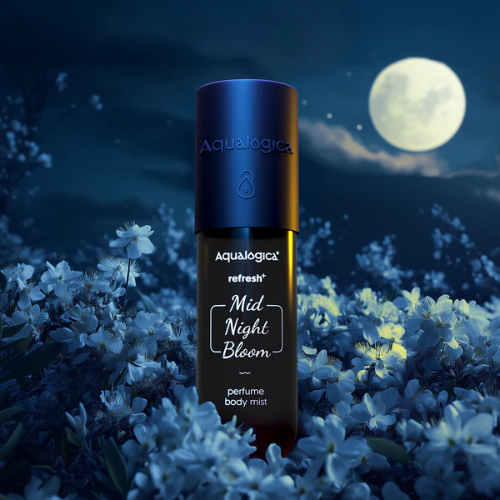 Aqualogica Refresh+ Mid Night Bloom Body Mist – 150ml | Zemea & Hyaluronic Acid | Hydrating & Fragrant