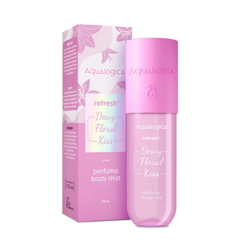 Aqualogica Refresh+ Dewy Floral Kiss Body Mist – 150ml | Zemea & Hyaluronic Acid | Hydrating & Fragrant