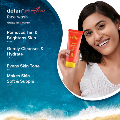Aqualogical Detan+ Smoothie Face Wash with Cherry Tomato & Glycolic Acid for Tan Removal - 100ml