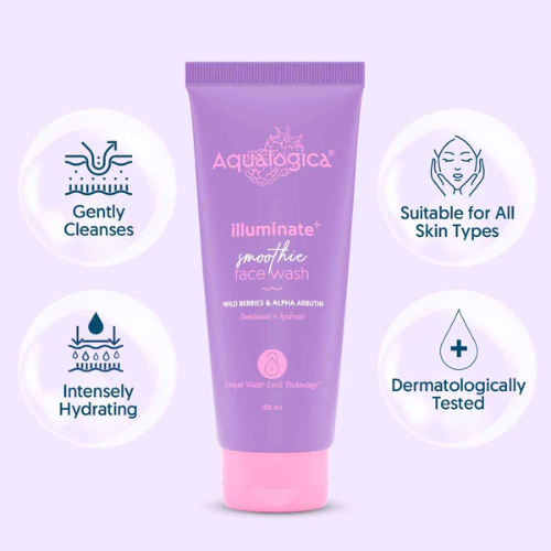Aqualogical IIIuminate+ Smoothie Face Wash with Wild Berries & Alpha Arbutin for Luminous Glow - 100ml
