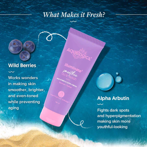 Aqualogical IIIuminate+ Smoothie Face Wash with Wild Berries & Alpha Arbutin for Luminous Glow - 100ml