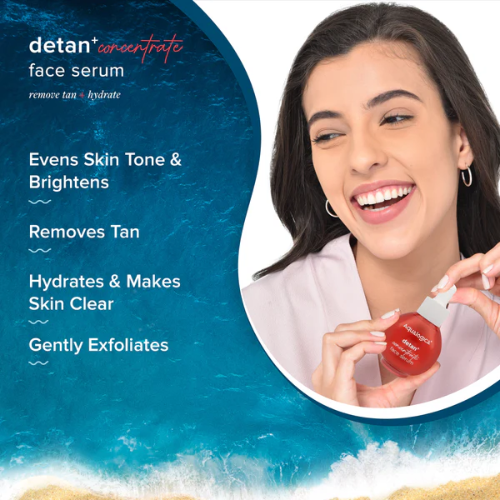 Aqualogical Detan+ Concentrate Face Serum with Cherry Tomato & Glycolic Acid for Tan Removal - 30ml