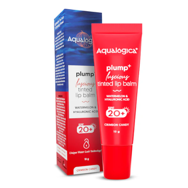 Aqualogica Crimson Candy Plump+ Luscious Tinted SPF 20+ Lip Balm with Watermelon & Hyaluronic Acid - 10g