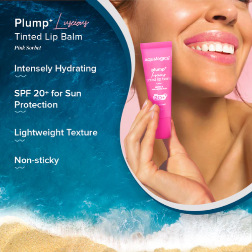 Aqualogica Pink Sorbet Plump+ Luscious Tinted SPF 20+ Lip Balm with Berries & Hyaluronic Acid - 10g