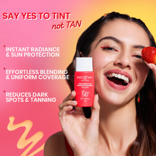 Dot & Key Strawberry Dew Tinted Sunscreen SPF 50+ PA++++ (Warm Ivory Light Medium - 02)