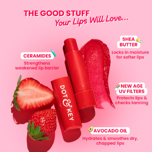 Dot & Key SPF 50+ Barrier Repair Hydrating Lip Balm (Strawberry Red - High Tinted)