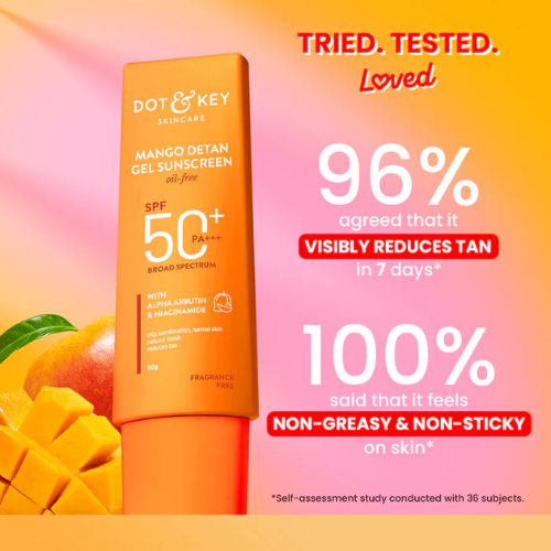 Dot & Key Mango + Detan Gel Sunscreen (Oil Free), SPF 50+ PA+++ 80g