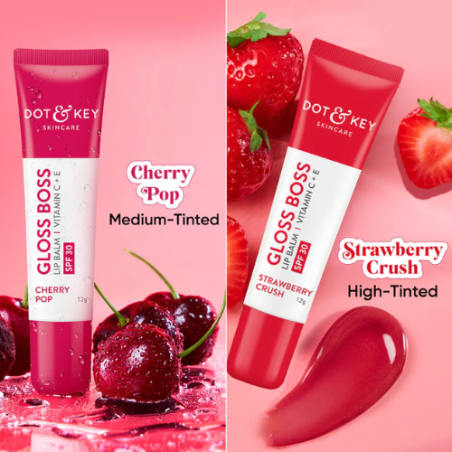 Dot & key SPF 50+ Vitamin C + E Brightening Lip Balm - Pack of 2 (Strawberry Crush + Cherry Pop)