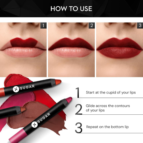 SUGAR Cosmetics Matte As Hell Crayon Lipstick 01 Scarlett O'Hara (Red) 2.8 gm