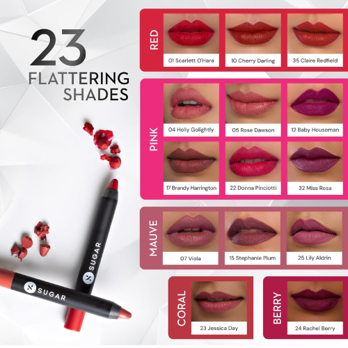 SUGAR Cosmetics Matte As Hell Crayon Lipstick 10 Cherry Darling (Cherry Red) 2.8 gm