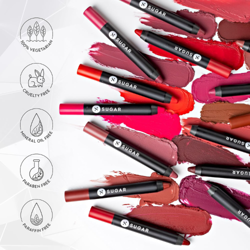 SUGAR Cosmetics Matte As Hell Crayon Lipstick 10 Cherry Darling (Cherry Red) 2.8 gm