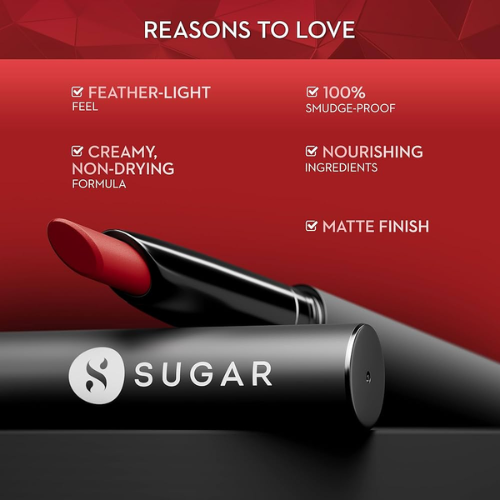 SUGAR Cosmetics Matte Attack Transfer proof Lipstick + Dream Cover SPF15 Mattifying Compact Powder
