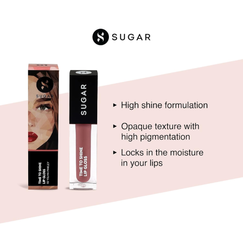 SUGAR Cosmetics Time To Shine Lip Gloss 02 Velma Pinkley (Pink Nude)